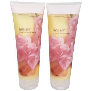 NEW BATH & BODY WORKS Sweet Pea Creamy Body Wash 8 fl. oz. each ~ Set of 2